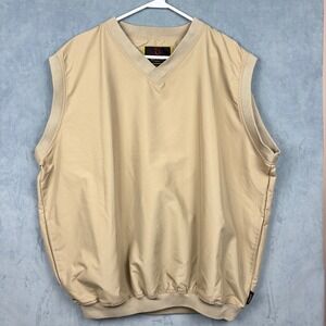 Baru Sports Mens XL Golf Windshirt Vest Tan Khaki V-Neck Pullover Windbreaker